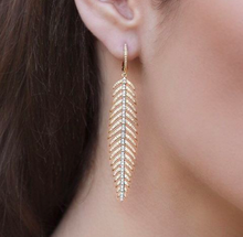 14KT Rose And White Gold Diamond Feather Earrings