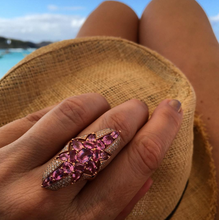 14KT Rose Gold Pink Sapphire Star Diamond Ring