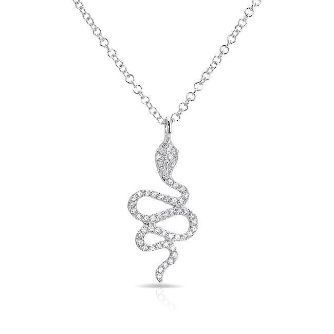 14KT White Gold Diamond Snake Necklace