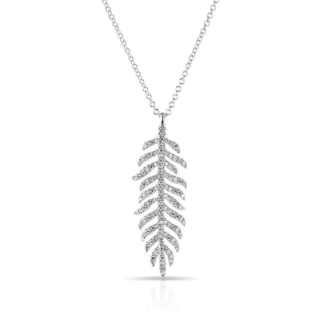 14KT White Gold Diamond Palm Necklace