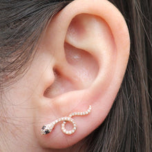14KT Rose Gold Black Diamond Snake Ear Cuff