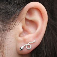 14KT White Gold Black Diamond Snake Ear Cuff