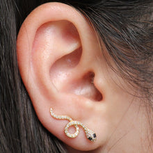 14KT Yellow Gold Black Diamond Snake Ear Cuff
