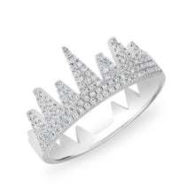 14KT White Gold Diamond Crown Ring