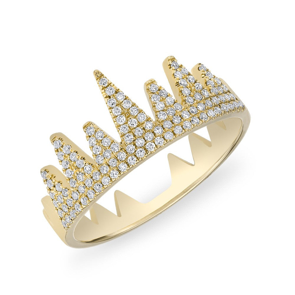 14KT Yellow Gold Diamond Crown Ring