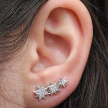 14KT White Gold Diamond Stars Ear Cuff