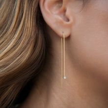 14KT Solid Yellow Gold Stephanie Diamond Threader Earrings