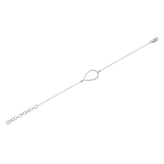 14KT White Gold Diamond Open Pear Bracelet