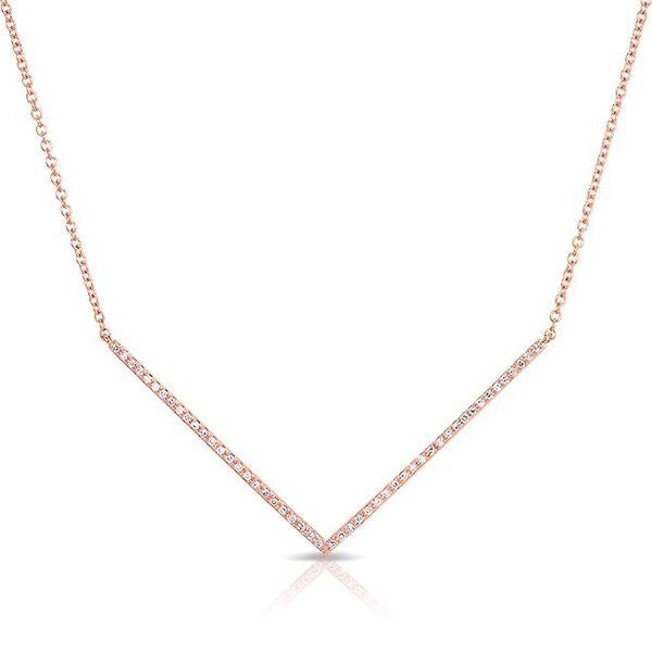 14KT Rose Gold Thin Diamond Chevron Necklace