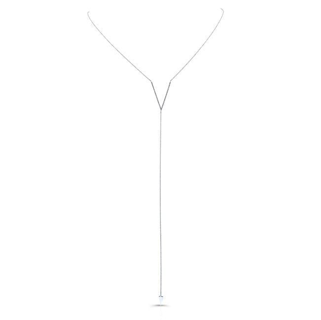 14KT White Gold Diamond V Bikini Lariat Necklace