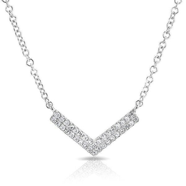 14KT White Gold Diamond Mini Chevron Necklace