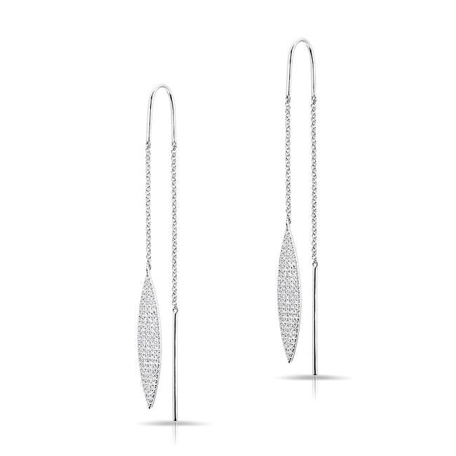 14KT White Gold Diamond Monaco Threader Earrings
