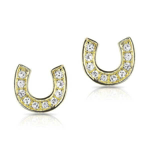 14KT Yellow Gold Diamond Mini Horseshoe Stud Earrings