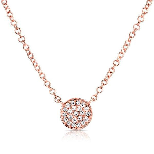 14KT Rose Gold Diamond Mini Disc Necklace