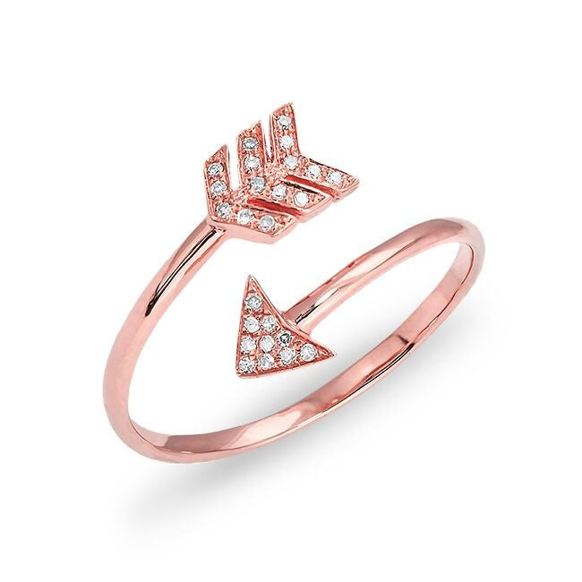 14KT Rose Gold Diamond Mini Arrow Wrap Ring