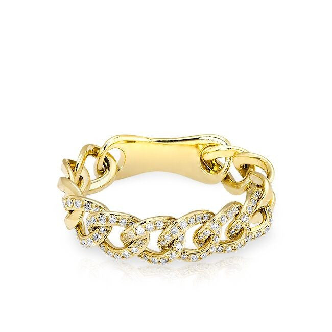 14KT Yellow Gold Diamond Chain Link Light Ring