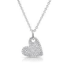 14KT White Gold Hanging Heart Diamond Necklace