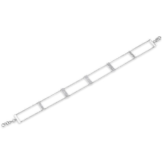 14KT White Gold Diamond Brick Bracelet