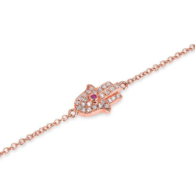 14KT Rose Gold Diamond Hamsa Bracelet