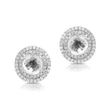 14KT White Gold White Topaz Diamond Sonrisa Stud Earrings
