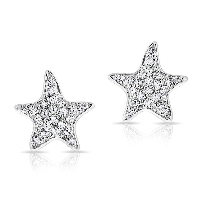 14KT White Gold Diamond Starfish Stud Earrings