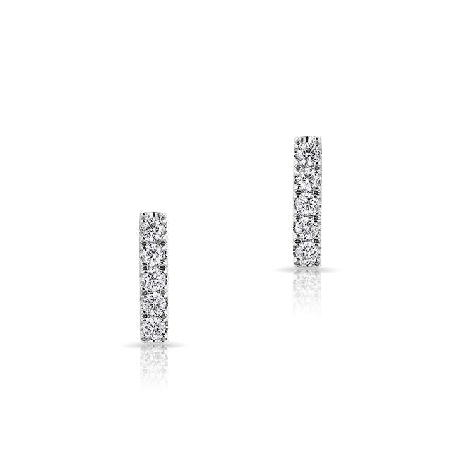 NOL:14KT White Gold Diamond Mini Bar Stud Earrings