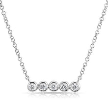 14KT White Gold Bezel Set Diamond Short Bar Necklace