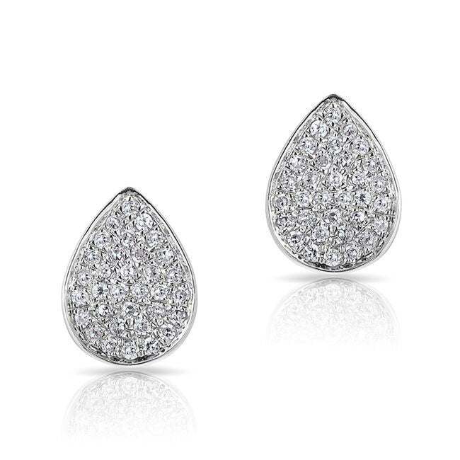 14KT White Gold Diamond Mini Pear Stud Earrings