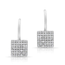 14KT White Gold Diamond Square Wireback Earrings