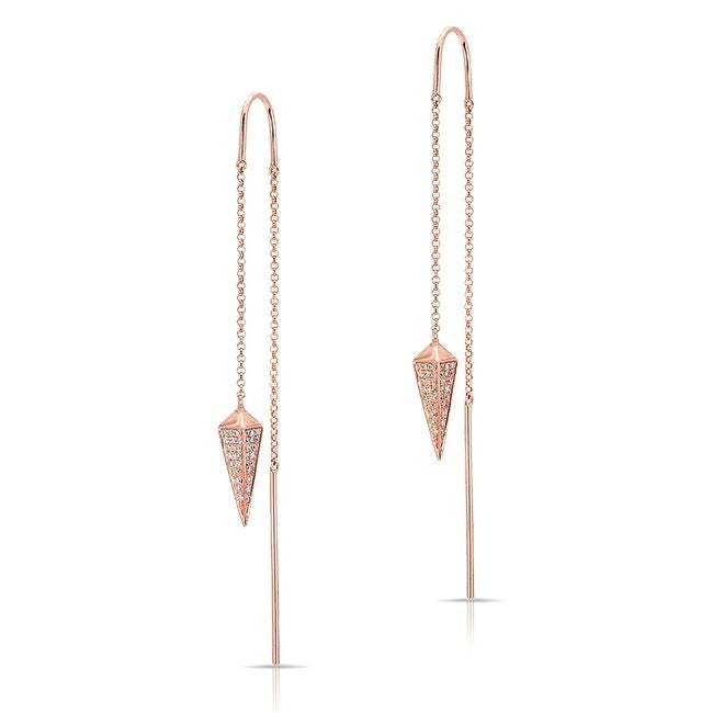 14KT Rose Gold Diamond Lantern Threader Earrings