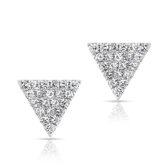 14KT White Gold Diamond Small Triangle Emma Stud Earrings
