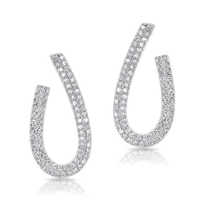14KT White Gold Diamond Curve Earrings