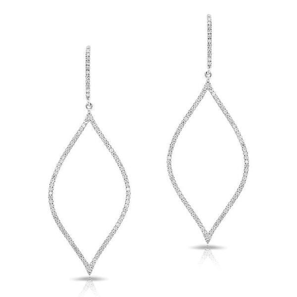 14KT White Gold Diamond Small Open Marquis Earrings