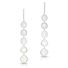 14KT White Gold Organic Moonstone Diamond Drop Earrings