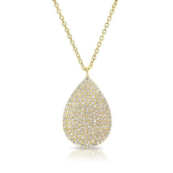 14KT Yellow Gold Diamond Large Pear Shaped Necklace