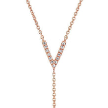 14KT Rose Gold Diamond Mini V Lariat Necklace