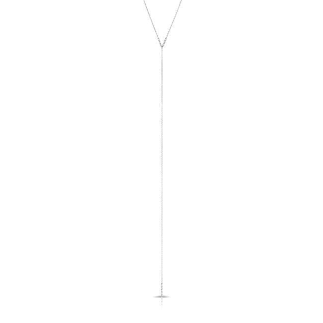 14KT White Gold Diamond Mini V Lariat Necklace