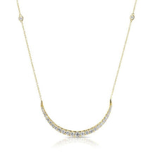 14KT Yellow Gold Diamond Crescent Diamond Chain Necklace