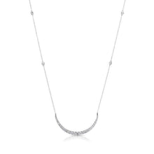 14KT White Gold Diamond Crescent Diamond Chain Necklace