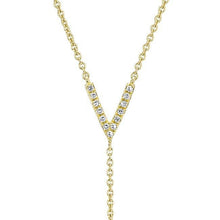 14KT Yellow Gold Diamond Mini V Lariat Necklace