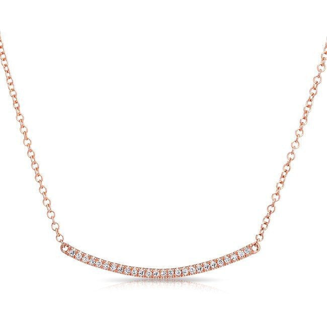 14KT Rose Gold Diamond Mini Crescent Necklace