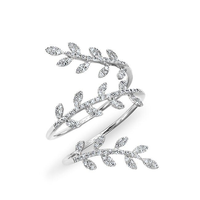 14KT White Gold Diamond Vine Wrap Ring