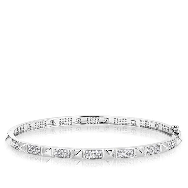 14KT White Gold Diamond Punk Rock Bangle