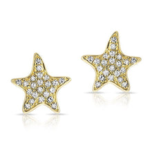 14KT Yellow Gold Diamond Starfish Stud Earrings