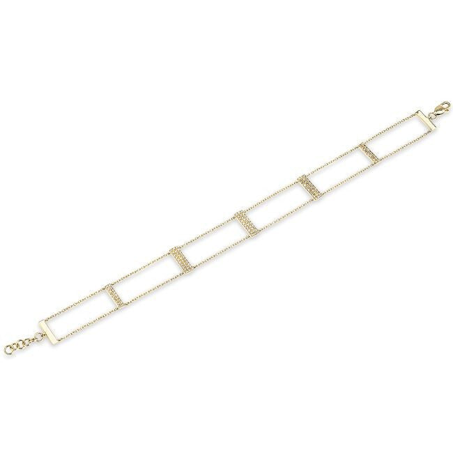 14KT Yellow Gold Diamond Brick Bracelet