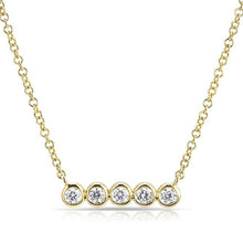 14KT Yellow Gold Bezel Set Diamond Short Bar Necklace