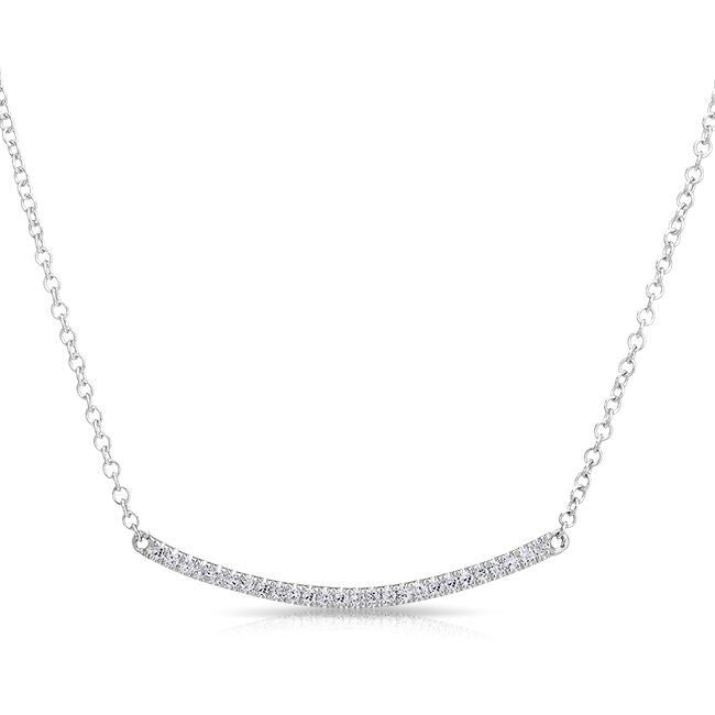 14KT White Gold Diamond Mini Crescent Necklace