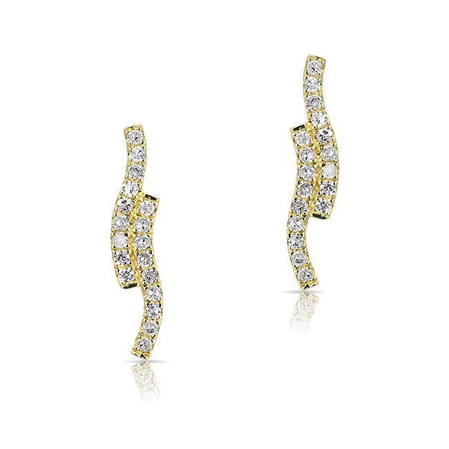 14KT Yellow Gold Diamond Ripple Stud Earrings