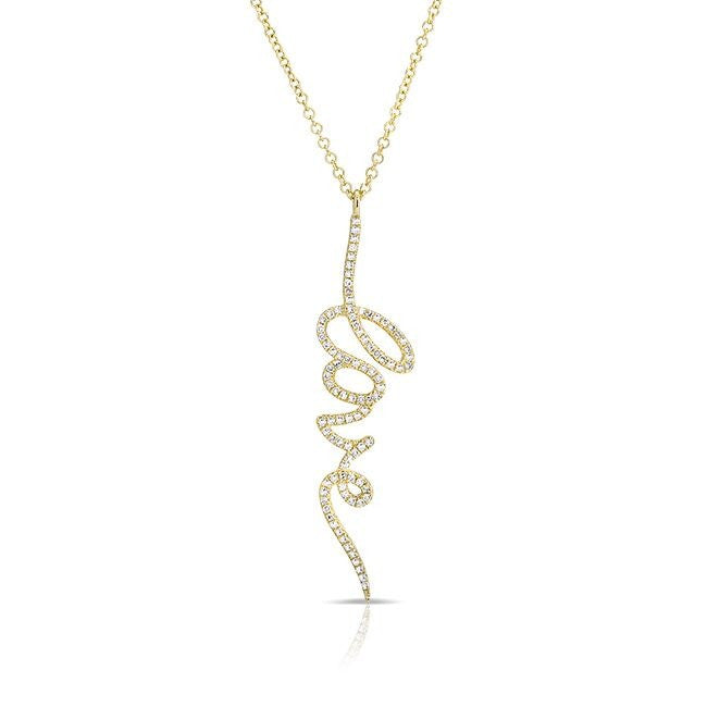 14KT Yellow Gold Diamond Love Pendant Necklace