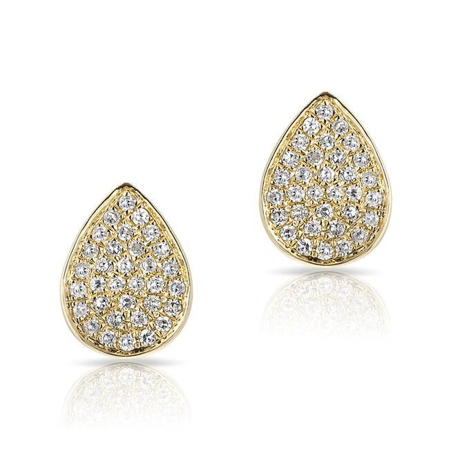 14KT Yellow Gold Diamond Mini Pear Stud Earrings